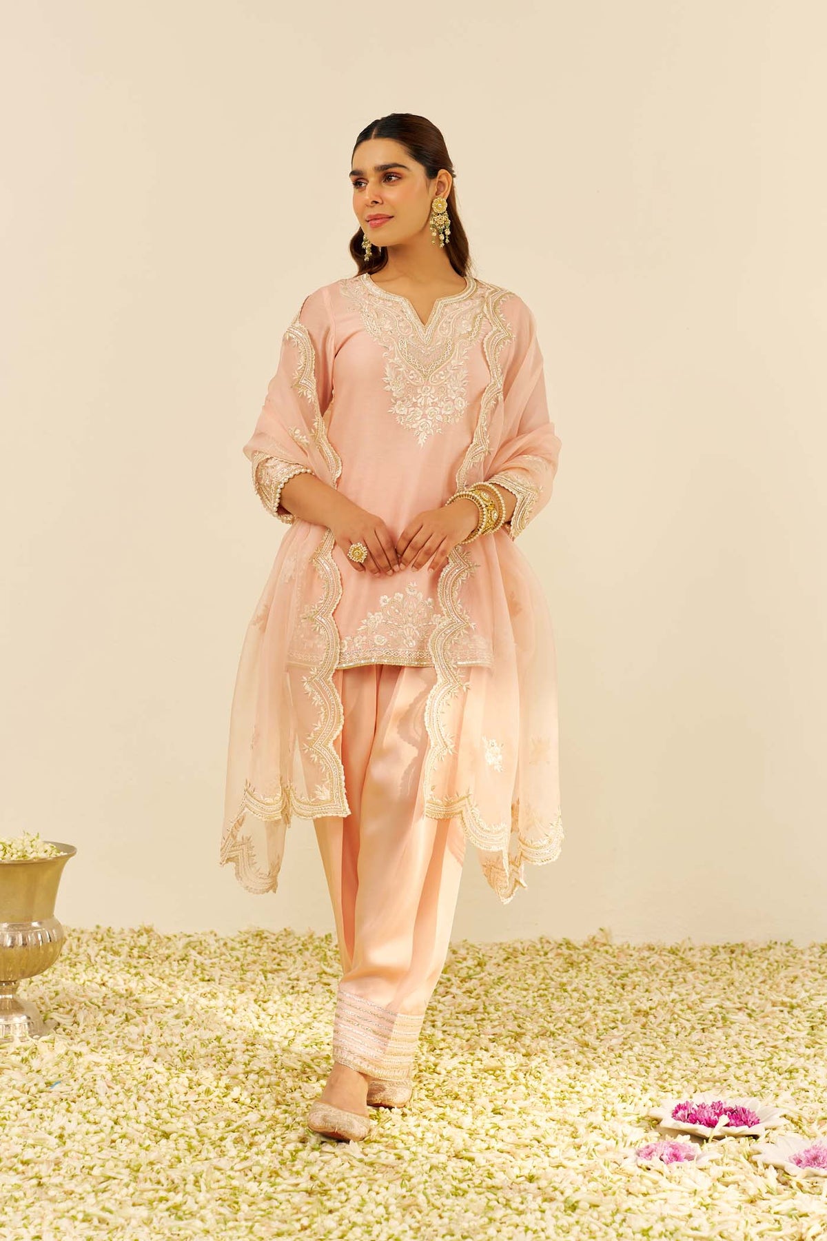 HANIYA - Off Rose SHORT KURTI WITH SALWAR
