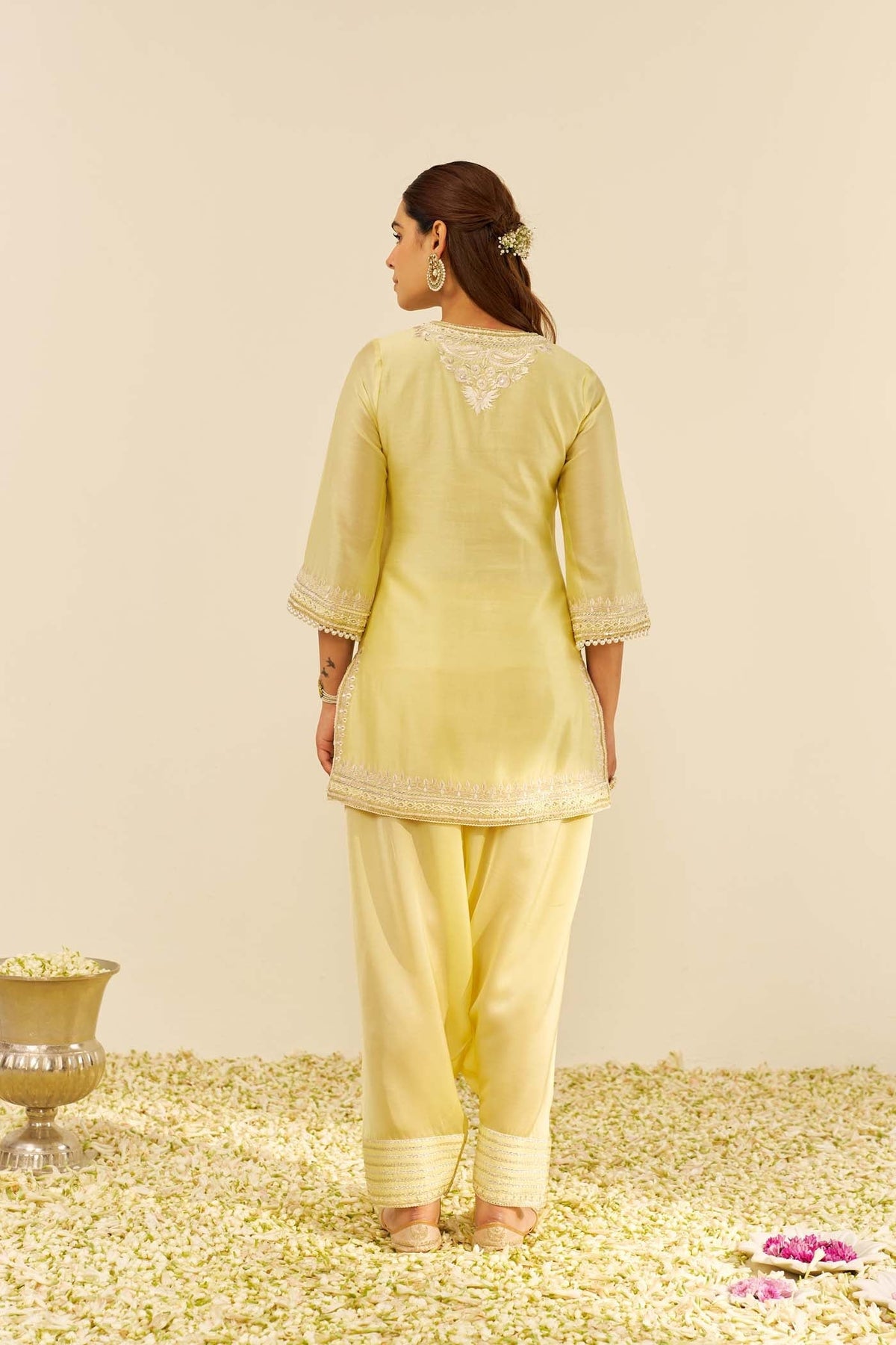 SARA - Lemon Yellow SHORT KURTA WITH  SALWAR (LXRTS)
