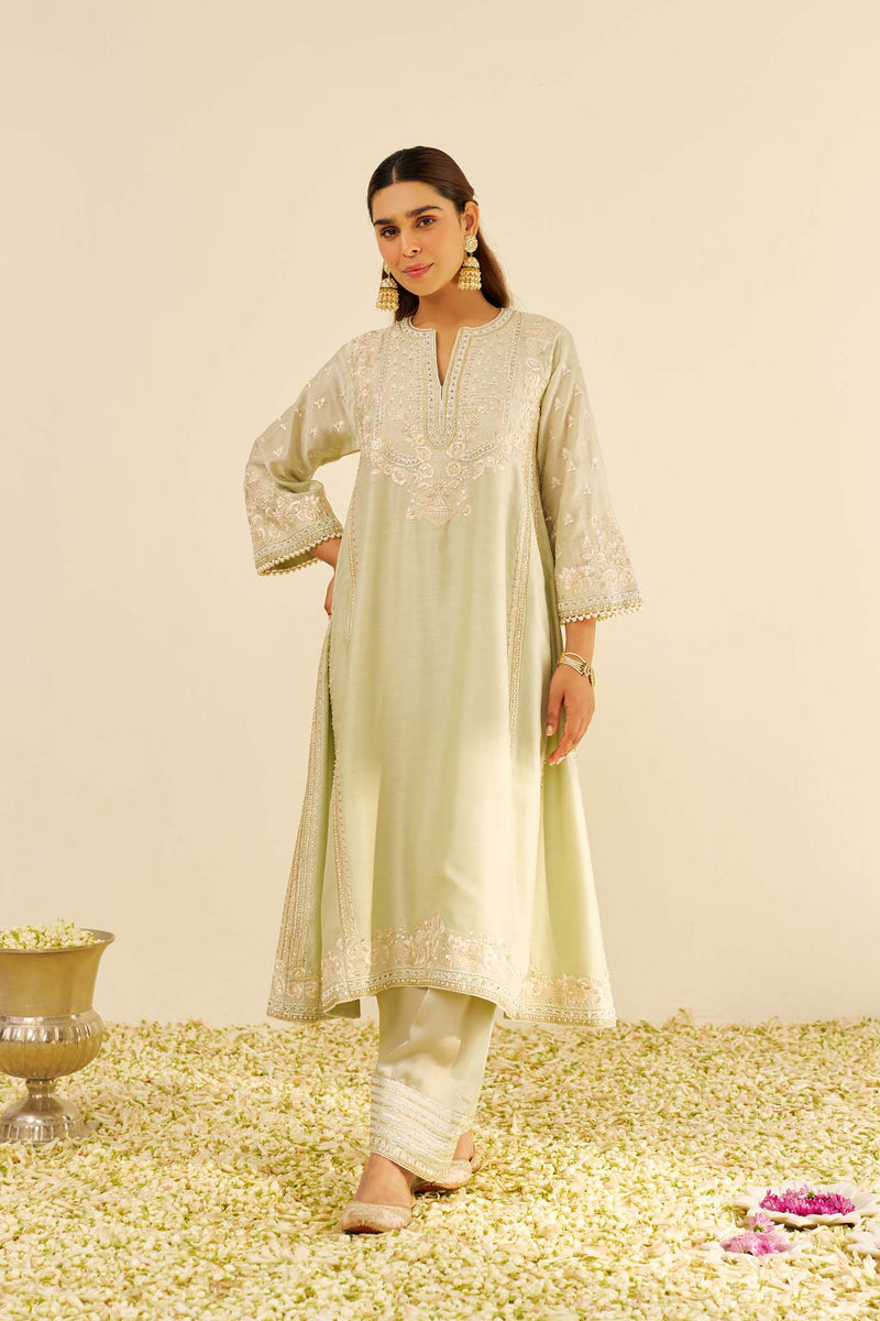 MAAROOFA - Mint Green LONG CHAUGA WITH SALWAR