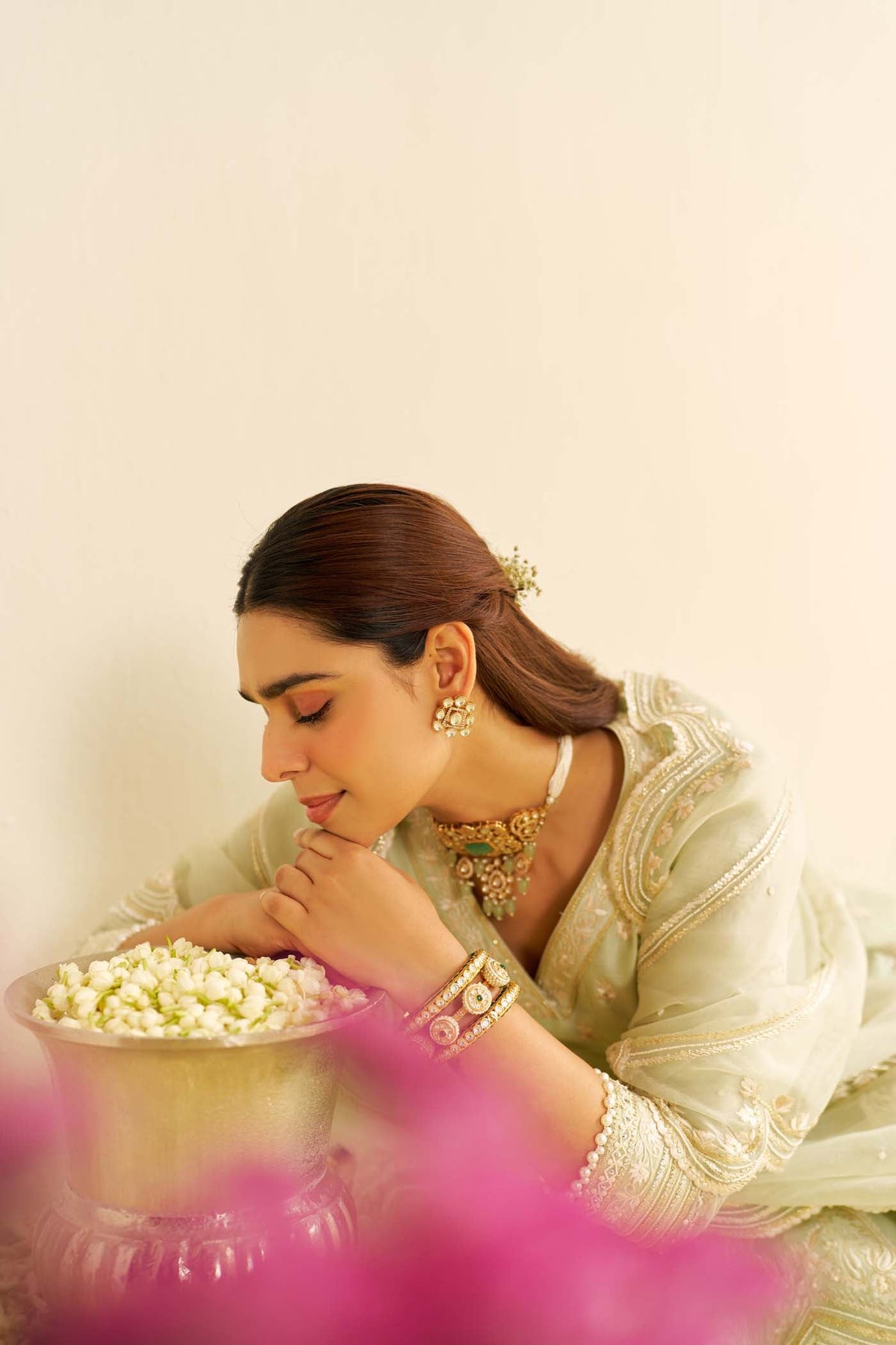 MEERAM - Mint Green SHORT ANARKALI WITH SALWAR