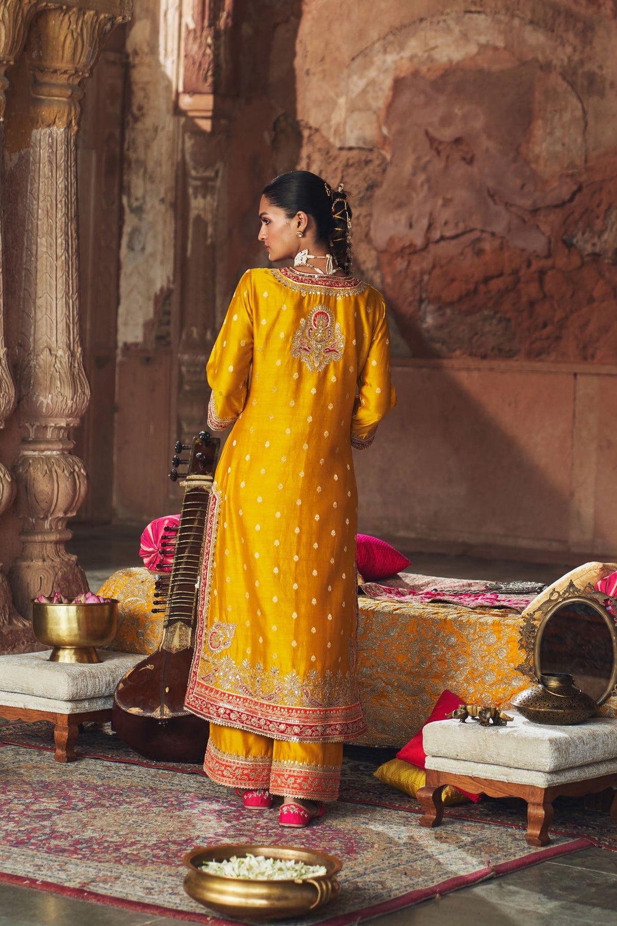SOBIA - MUSTARD LONG KURTA WITH PALAZZO AND DUPATTA (Lxrts)