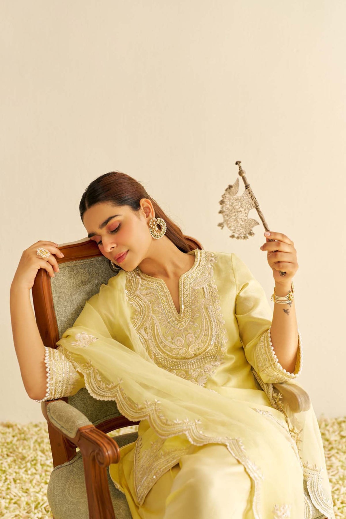 SARA - Lemon Yellow SHORT KURTA WITH  SALWAR (LXRTS)